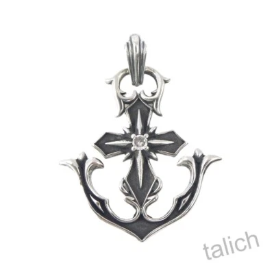 Colgante potenciador de anclaje de plata de ley 925 con cruz y circonita cúbica transparente regalo único Foto 1 de 4