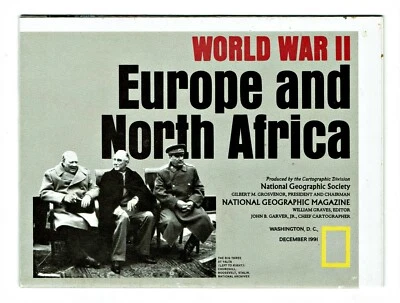 1991-12 Dec. WWII WORLD WAR EUROPE NORTH AFRICA National Geographic Map EUC A3+ Foto 1 de 4