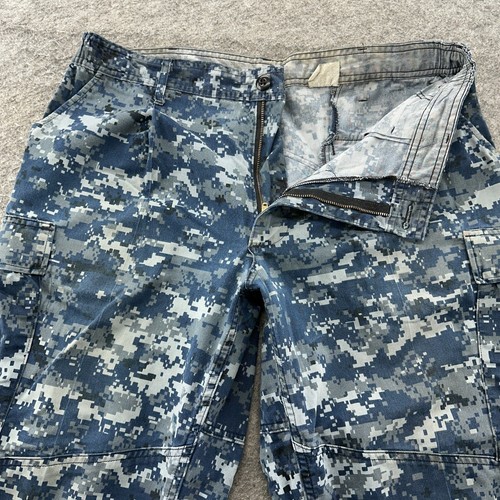 US Navy Pants Mens Large Regular Blue Digital Camo BDU Uniform Elastic