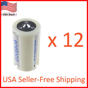 3 AA to Size D Battery Adapters Converter Cases Plastic Parallel White 12 Pack
