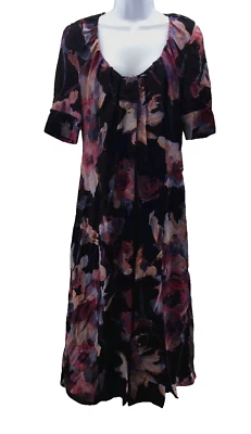 $1595 Altuzarra Women's Black Floral-Print Silk MIDI Dress Size FR36 US4 - Image 1 of 4