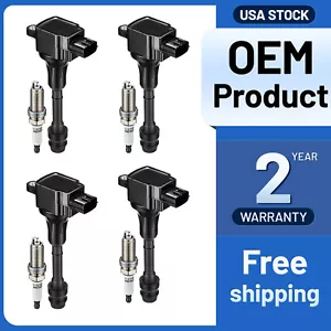 UF350 4pcs Ignition Coils and Spark Plugs Kit For 2002-2008 Nissan Sentra 2.5L - Picture 1 of 8