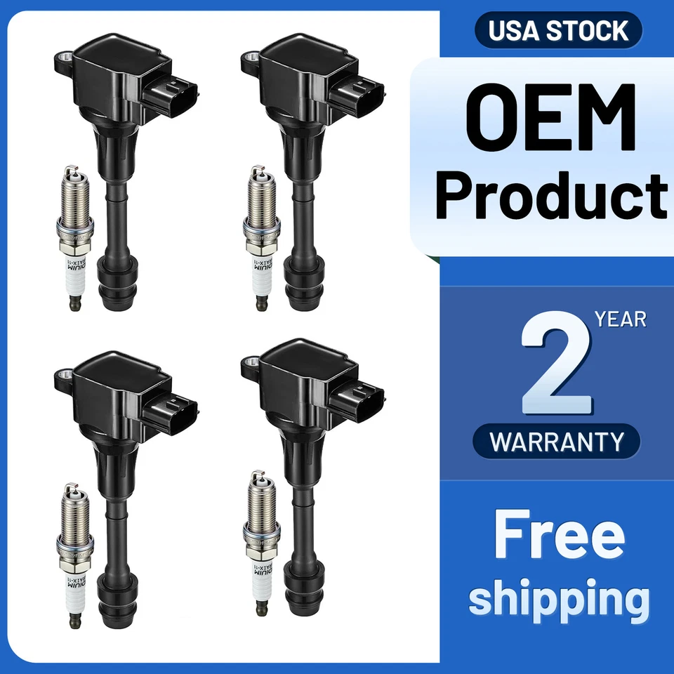 4 For 2002-2006 Nissan Altima 2.5L L4 Ignition Coil & Spark Plug - Imagem 1 de 4