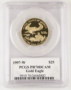 1997 W $25 1/2 Oz GOLD AMERICAN EAGLE PROOF COIN PCGS PR70 DCAM Diehl Signed - Picture 1 of 4