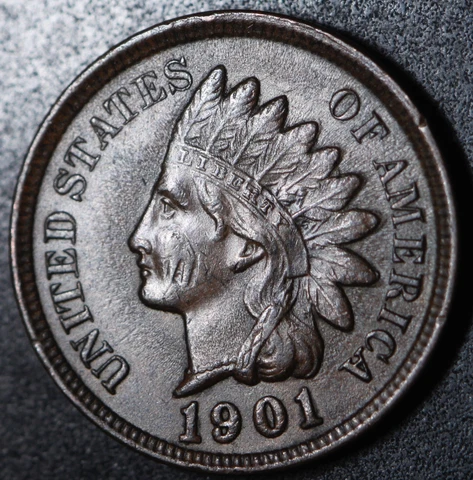 1901 INDIAN HEAD CENT  - AU UNC - with BU REVERSE! Cover