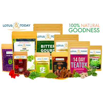 LOTUS TODAY Herbal Tea selection Green tea Detox Tea Spice chai Tea Black, Natural Flavour