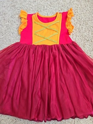 Vestido Bruja Mary Sanderson Hermana Hocus Pocus Niñas Talla 6-7 Rojo Borgoña Naranja Foto 1 de 4