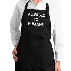 Apron Full Length Funny Meme Quote Custom Gift Allergic to humans introvert - Picture 1 of 5