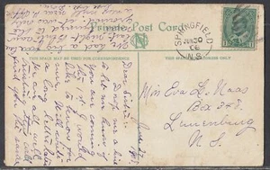 Canadá - 30 de junio de 1906 Springfield, NS anillo dividido cancelación en tarjeta nacional - Imagen 1 de 2