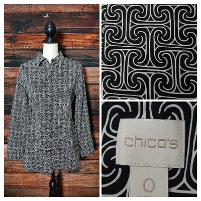 Chicos Blouse Size 0 Small No Iron Cotton Button Front  - Image 1 of 4