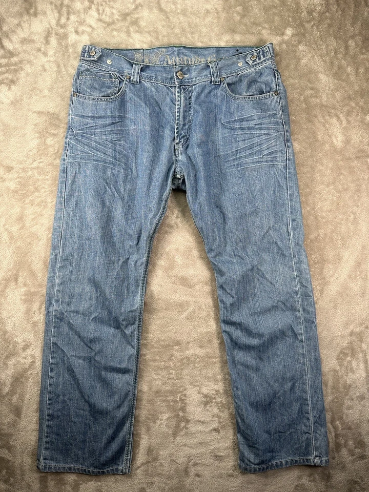 Pantalones de mezclilla de hip hop de pierna recta Attitude dorados de colección para hombre talla 38x32 Foto 1 de 4