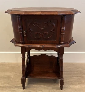 Humidor Copper Lined Bentwood Walnut Smoking Stand Vintage 27” Tall x 20” - Picture 1 of 22