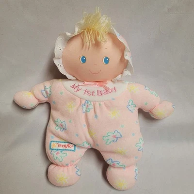 Muñeca Evenflo My First Baby 1st Peluche Pastel Suave Rosa Osos Pelo Amarillo 8" Foto 1 de 4