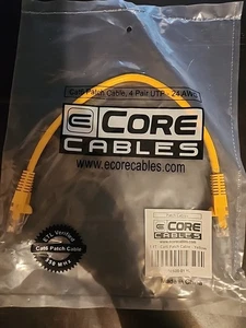 ECore Cables Cat6 Patch Cable 1ft Yellow - Picture 1 of 3