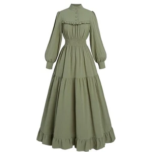 Victorian Dress for Women Long Sleeve Edwardian Dress Medieval Renaissance Co... - Picture 1 of 9