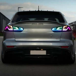 RGB LED Smoked Tail Lights For Mitsubishi Lancer 2008-2017 EVO X 4Pcs Rear Lamp - Picture 1 of 18