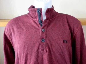 New Men's TRAVIS MATHEW Red Pullover Sweater Four Buttons Size Large - Picture 1 of 5
