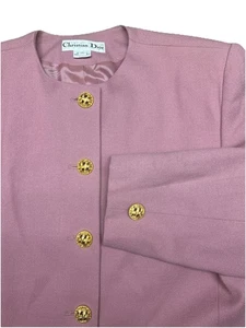Vintage Christian Dior 100% Wool Women’s Sz 16 Gold Button Tailored Blazer - Picture 1 of 14