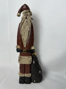 Hand Carved Santa Clause Wood Artist Signed Patriotic Primitive Decor - Picture 1 of 5