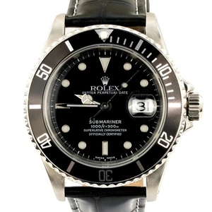 Mens Rolex Submariner Stainless Steel Watch w/ Black Dial & Bezel Date Sub 16610 - Picture 1 of 8