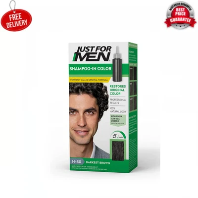 H-50 Just For Men Shampoo-in Hair Dye for Men, Darkest Brown - Image 1 of 4