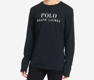 POLO RALPH LAUREN Logo Graphic Long Sleeve 100% Cotton Tee Black Size XL - Picture 1 of 3