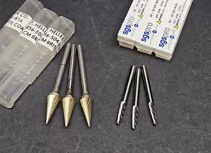 6pc Carbide Head Rotary Burr Tree SGS & Heller USA File ⅛" TiN Machinist Mill - Picture 1 of 2
