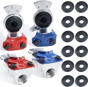 2 Pair Glad Hands Kit with 12Pcs Rubber Seals, Aluminum Glad Hand Universal Red - Picture 1 of 12