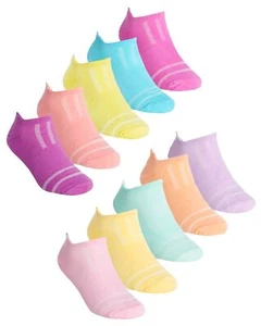 Kids Trainer Socks Girls Microfibre Low Cut Active Sneaker Sock (10 Pairs) - Picture 1 of 11