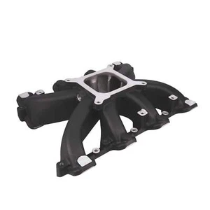 Cathedral Port Carbureted Single Plane Aluminum Intake Manifold Black for GM LS - Picture 1 of 2