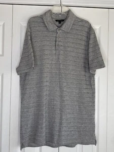 Banana Republic Polo Shirt Men's Short Sleeve Gray Striped Preppy Cotton Blend L - Picture 1 of 4
