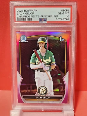 2023 bowman ⚾Zack Gelof Chrome Prospect Fuchsia Crater Refractor/199 PSA 10 - Image 1 of 4