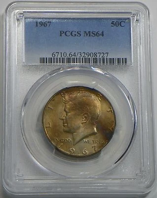 1967 KENNEDY HALF DOLLAR  PCGS MS64 Colorful Toned  40% Silver - Image 1 of 4