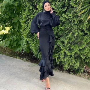 2 Piece Women Satin Shirt Top Long Skirt Set Evening Prom Bodycon Dress Party - Picture 1 of 62