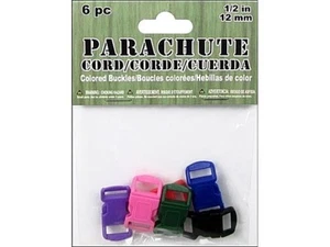 PEPPERELL 12mm (1/2 inch) Parachute Bracelet COLORED BUCKLES 6 pcs - Bild 1 von 2