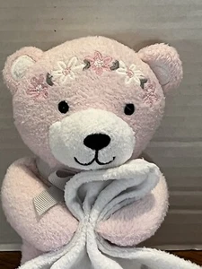Lovey Plush Wendy Bellissimo Pink Bear Gray Hearts Embroidered Flowers - Picture 1 of 5