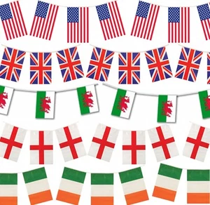 Flag Banner Bunting Union Jack USA Wales Ireland 11 Flags 4m Jubilee World Cup - Picture 1 of 11