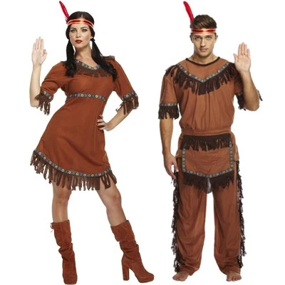 QUICKDRAW Costume elegante abito da uomo e donna adulto suo nativo americano rosso indiano