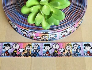 1" (1 YD) Peanuts Grosgrain Ribbon Snoopy Charlie Brown Linus Lucy Woodstock - Picture 1 of 1