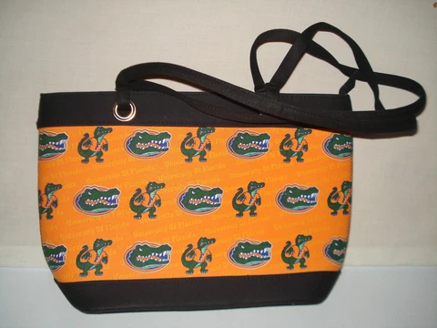 FLORIDA GATORS UF CANVAS TOTE SHOULDER BAG FOOTBALL BLACK TRIM PURSE Cover