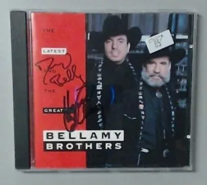 MUSIC CD IN CASE (COVER SIGNED) - BELLAMY BROTHERS - THE LATEST AND THE GREATEST - Picture 1 of 1