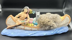 Doc Holiday Molds "Indian In Canoe" Ceramic Figurine ("12×"4¾) ~ Native American - Picture 1 of 16
