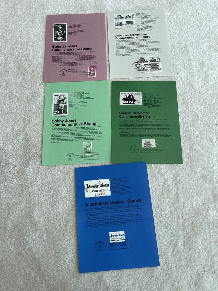Lot Of 5 FDC's USPS First Day Issued Souvenir Pages from 1981 Stamps - Image 1 of 4