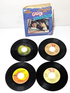 Lot of 4 Vintage 45 RPM Records Rock & Roll The Beatles, Eric Clapton Grease - Picture 1 of 11