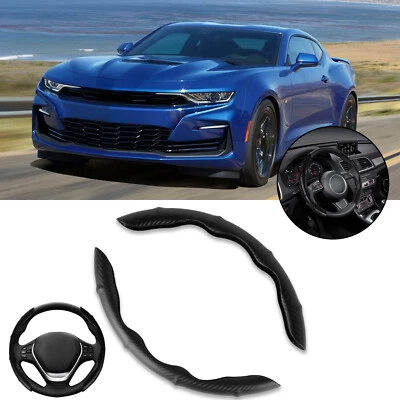 Car Steering Wheel Cover Protector Non-Slip Carbon Black For Chevy Camaro ZL1 - Image 1 of 4