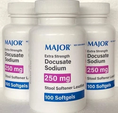 Ablandador de heces Major Docusate Sodium 250 mg cápsulas blandas 100ct - Paquete de 3 - Exp 11-2026 Foto 1 de 1