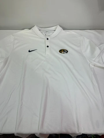 Nike Mizzou Missouri Tigers Dri Fit Polo Golf Shirt Black Gold Size Large L Cover