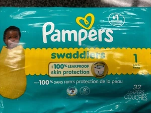 Pampers Swaddlers Sz1 Diapers 32 - Picture 1 of 2
