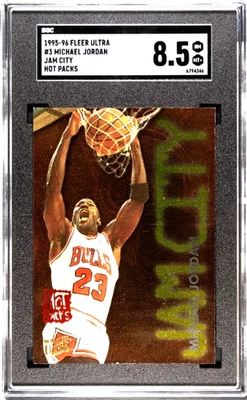 Michael Jordan 1995 Fleer Ultra Jam City Hot Packs #3 SGC 8,5 Foto 1 de 2