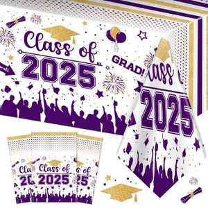 Graduation Decorations Class of 2025 Tablecloth - 3 Pcs Plastic Congrats Grad... - Picture 1 of 7